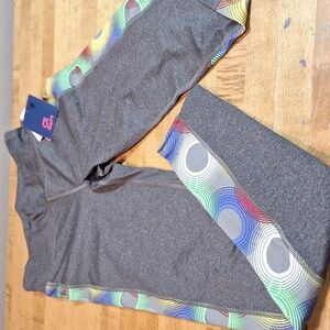 New Gap Kids Gray Rainbow Leggings Dri-fit‎ Performance Kids XXL 14-16